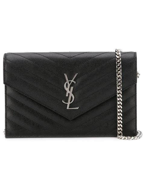 ysl metallic envelope leather chain wallet|ysl monogram chain wallet.